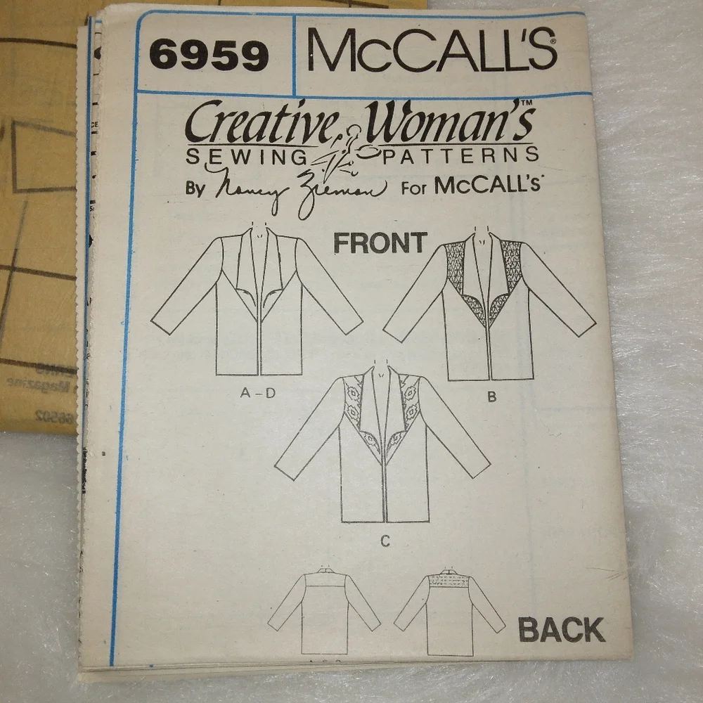 McCall's 6959 Misses unlined jacket Size 14-16-18 Creative Woman's Nancy Zieman